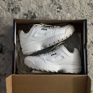 Fila White Sneakers with Chunky Design and Rubber Sole
